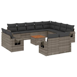 Maison exclusive - salon de jardin avec coussins 13 pcs gris résine tressée