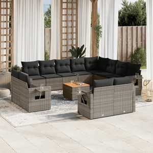 Maison exclusive - salon de jardin avec coussins 13 pcs gris résine tressée