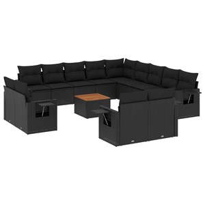 Maison exclusive - salon de jardin avec coussins 14 pcs noir résine tressée