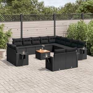 Maison exclusive - salon de jardin avec coussins 14 pcs noir résine tressée