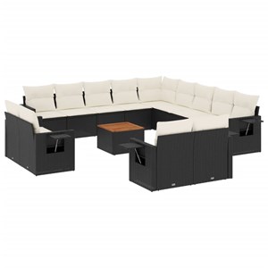 Maison exclusive - salon de jardin avec coussins 14 pcs noir résine tressée