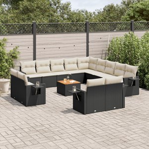 Maison exclusive - salon de jardin avec coussins 14 pcs noir résine tressée