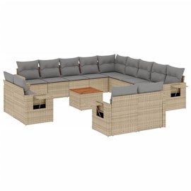 Maison exclusive - salon de jardin avec coussins 14 pcs beige résine tressée
