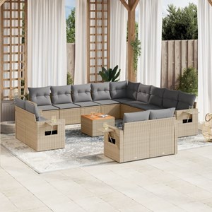 Maison exclusive - salon de jardin avec coussins 14 pcs beige résine tressée