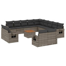 Maison exclusive - salon de jardin avec coussins 14 pcs gris résine tressée