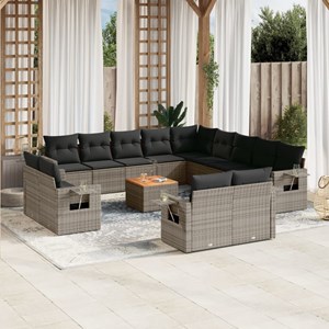 Maison exclusive - salon de jardin avec coussins 14 pcs gris résine tressée