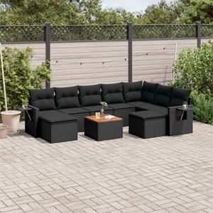 Maison exclusive - salon de jardin 10 pcs avec coussins noir résine tressée