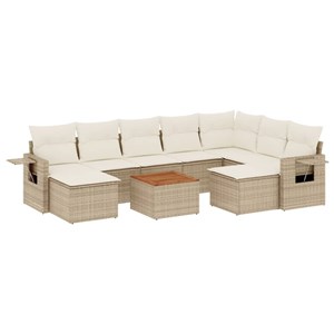 Maison exclusive - salon de jardin avec coussins 10 pcs beige résine tressée