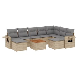 Maison exclusive - salon de jardin avec coussins 10 pcs beige résine tressée