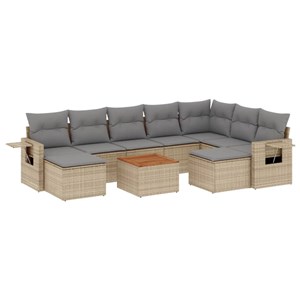 Maison exclusive - salon de jardin avec coussins 10 pcs beige résine tressée