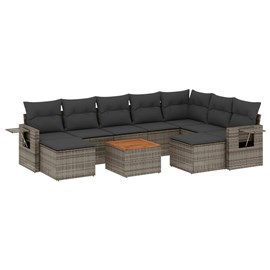Maison exclusive - salon de jardin avec coussins 10 pcs gris résine tressée