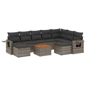 Maison exclusive - salon de jardin avec coussins 10 pcs gris résine tressée