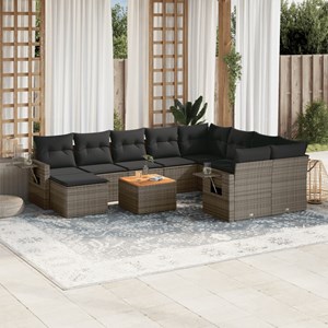 Maison exclusive - salon de jardin 11 pcs avec coussins gris résine tressée