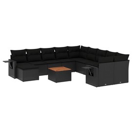 Maison exclusive - salon de jardin 12 pcs avec coussins noir résine tressée