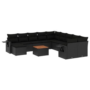 Maison exclusive - salon de jardin 12 pcs avec coussins noir résine tressée