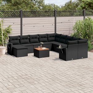 Maison exclusive - salon de jardin 12 pcs avec coussins noir résine tressée