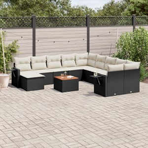 Maison exclusive - salon de jardin 12 pcs avec coussins noir résine tressée