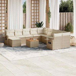 Maison exclusive - salon de jardin avec coussins 12 pcs beige résine tressée