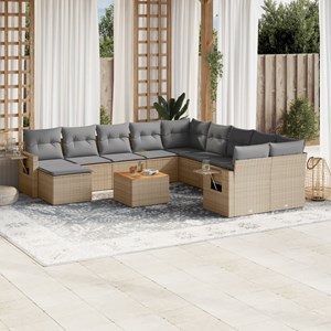 Maison exclusive - salon de jardin avec coussins 12 pcs beige résine tressée