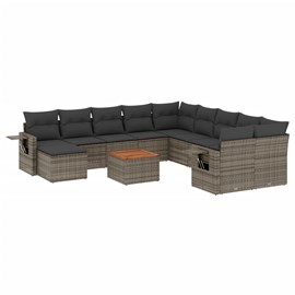 Maison exclusive - salon de jardin avec coussins 12 pcs gris résine tressée