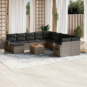 Maison exclusive - salon de jardin avec coussins 12 pcs gris résine tressée