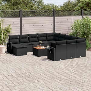 Maison exclusive - salon de jardin avec coussins 13 pcs noir résine tressée