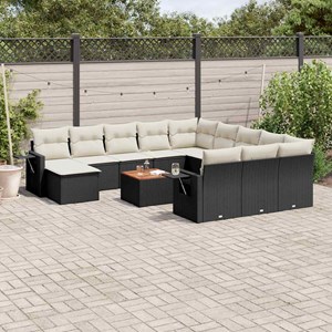 Maison exclusive - salon de jardin avec coussins 13 pcs noir résine tressée