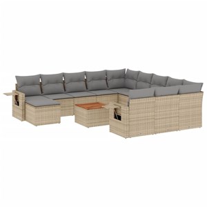 Maison exclusive - salon de jardin avec coussins 13 pcs beige résine tressée