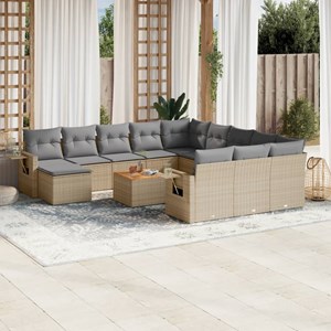 Maison exclusive - salon de jardin avec coussins 13 pcs beige résine tressée