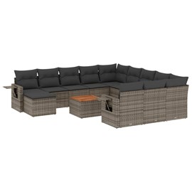 Maison exclusive - salon de jardin avec coussins 13 pcs gris résine tressée