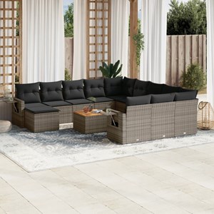 Maison exclusive - salon de jardin avec coussins 13 pcs gris résine tressée
