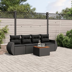 Maison exclusive - salon de jardin 5 pcs avec coussins noir résine tressée