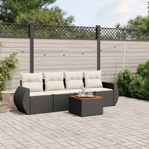 Maison exclusive - salon de jardin 5 pcs avec coussins noir résine tressée