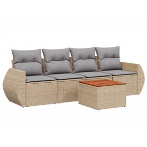 Maison exclusive - salon de jardin avec coussins 5 pcs beige résine tressée