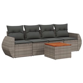 Maison exclusive - salon de jardin 5 pcs avec coussins gris résine tressée