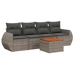 Maison exclusive - salon de jardin 5 pcs avec coussins gris résine tressée
