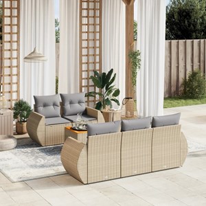 Maison exclusive - salon de jardin avec coussins 6 pcs beige résine tressée