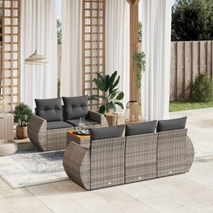 Maison exclusive - salon de jardin 6 pcs avec coussins gris résine tressée