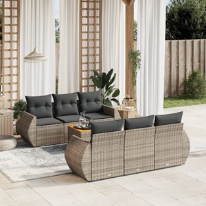Maison exclusive - salon de jardin avec coussins 7 pcs gris résine tressée