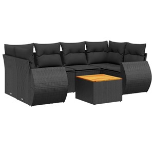 Maison exclusive - salon de jardin 7 pcs avec coussins noir résine tressée