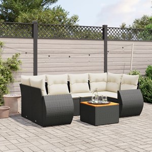 Maison exclusive - salon de jardin 7 pcs avec coussins noir résine tressée