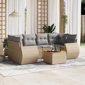 Maison exclusive - salon de jardin avec coussins 7 pcs beige résine tressée