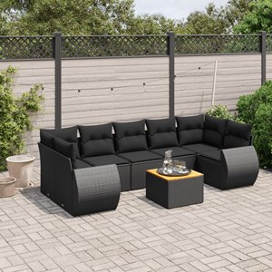 Maison exclusive - salon de jardin 8 pcs avec coussins noir résine tressée