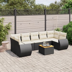 Maison exclusive - salon de jardin 8 pcs avec coussins noir résine tressée