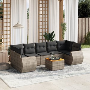 Maison exclusive - salon de jardin 8 pcs avec coussins gris résine tressée