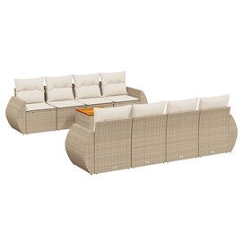 Maison exclusive - salon de jardin avec coussins 9 pcs beige résine tressée