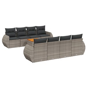 Maison exclusive - salon de jardin 9 pcs avec coussins gris résine tressée