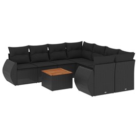 Maison exclusive - salon de jardin 9 pcs avec coussins noir résine tressée