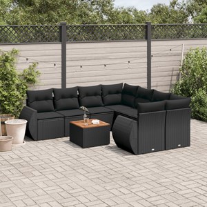 Maison exclusive - salon de jardin 9 pcs avec coussins noir résine tressée