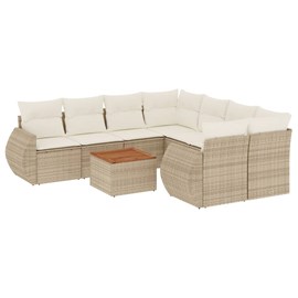 Maison exclusive - salon de jardin avec coussins 9 pcs beige résine tressée